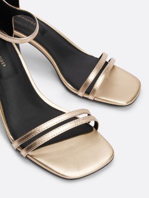 yellow metallic leather kitten heels for women tommy hilfiger