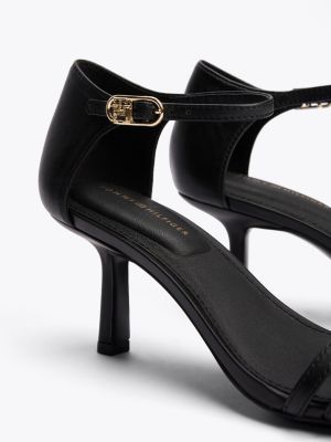 chaussures en cuir à petit talon noir pour femmes tommy hilfiger