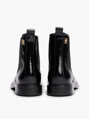 schwarz chelsea-boot aus lackleder für damen - tommy hilfiger