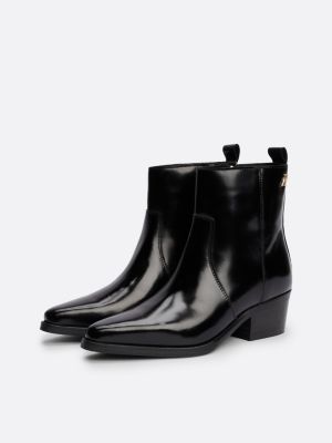 schwarz cowboy-stiefelette aus leder für damen - tommy hilfiger