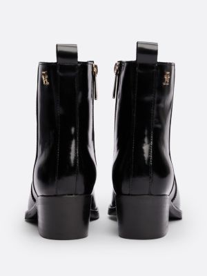 bottines cow-boy en cuir noir pour femmes tommy hilfiger