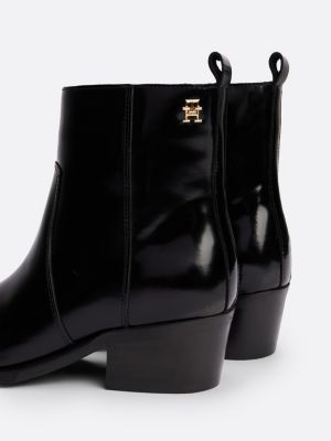 bottines cow-boy en cuir noir pour femmes tommy hilfiger