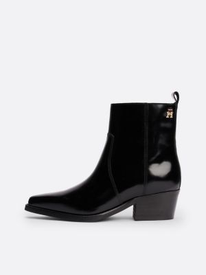 schwarz cowboy-stiefelette aus leder für damen - tommy hilfiger