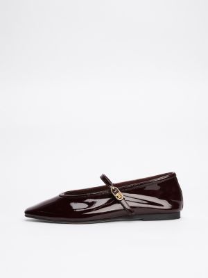 black patent leather mary jane ballerinas for women tommy hilfiger