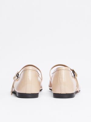 ballerine mary jane in pelle verniciata beige da donne tommy hilfiger