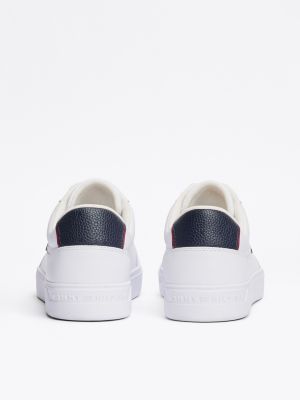 sneakers sportive essential in pelle bianco da donne tommy hilfiger