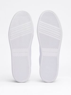 white essential leather court trainers for women tommy hilfiger