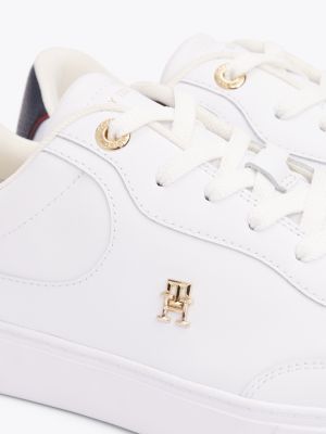 white essential leather court trainers for women tommy hilfiger