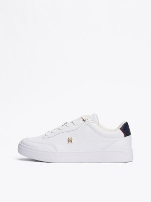 sneakers sportive essential in pelle bianco da donne tommy hilfiger