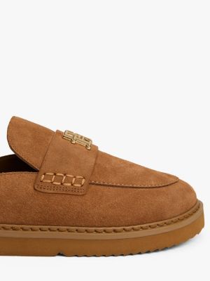 mules en daim marron pour femmes tommy hilfiger