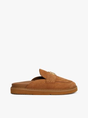 brown suede mules for women tommy hilfiger