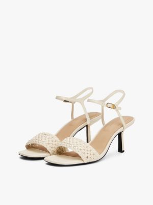 white gehaakte pump met lage hak voor dames - tommy hilfiger