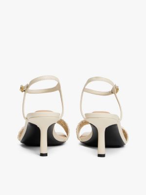 wit gehaakte pump met lage hak voor dames - tommy hilfiger