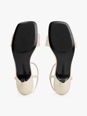 wit gehaakte pump met lage hak voor dames - tommy hilfiger