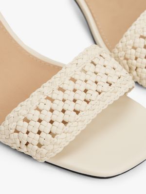 wit gehaakte pump met lage hak voor dames - tommy hilfiger