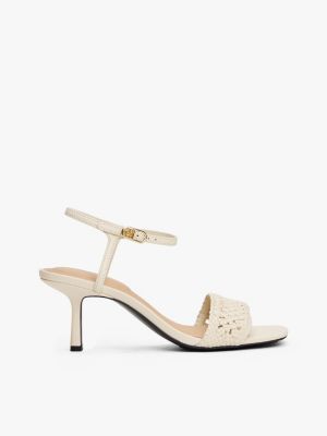 white gehaakte pump met lage hak voor dames - tommy hilfiger