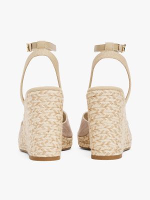 sandales espadrilles compensées en chambray beige pour femmes tommy hilfiger