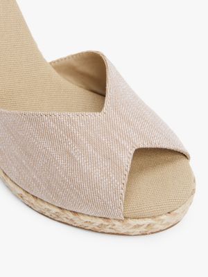 beige chambray-espadrille mit keilabsatz für damen - tommy hilfiger