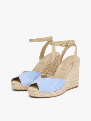 sandali espadrillas in chambray con plateau multicolore da donne tommy hilfiger