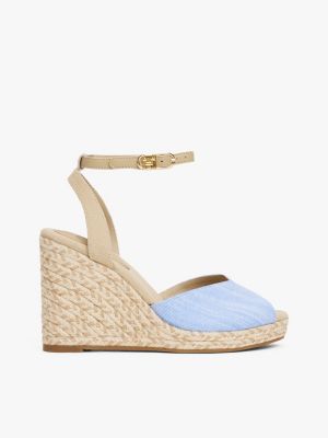 multi chambray espadrille met sleehak voor dames - tommy hilfiger