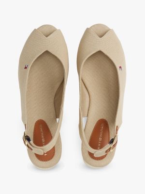 beige slingback-espadrille aus canvas mit keilabsatz für damen - tommy hilfiger