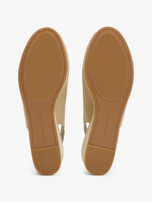 sandali espadrillas in tela con plateau beige da donne tommy hilfiger