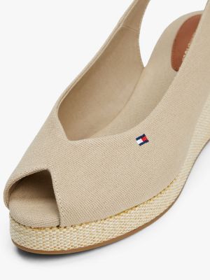 sandali espadrillas in tela con plateau beige da donne tommy hilfiger