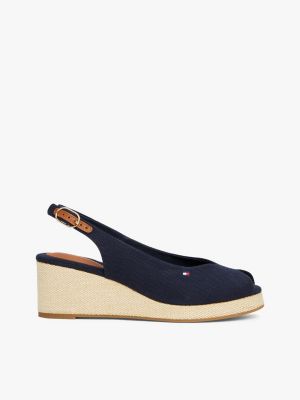 multi canvas espadrille met sleehak en slingback voor dames - tommy hilfiger