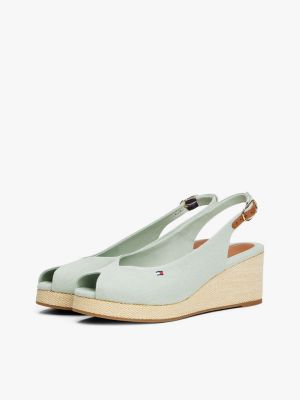 sandali espadrillas in tela con plateau grigio da donne tommy hilfiger