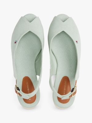 grau slingback-espadrille aus canvas mit keilabsatz für damen - tommy hilfiger