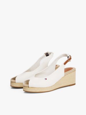 sandales slingback compensées en toile blanc pour femmes tommy hilfiger