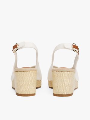 wit canvas espadrille met sleehak en slingback voor dames - tommy hilfiger