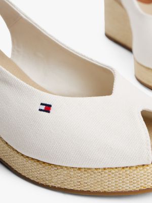 sandales slingback compensées en toile blanc pour femmes tommy hilfiger