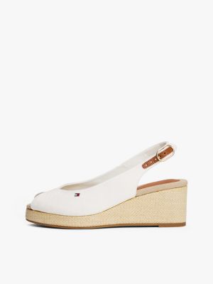 weiß slingback-espadrille aus canvas mit keilabsatz für damen - tommy hilfiger