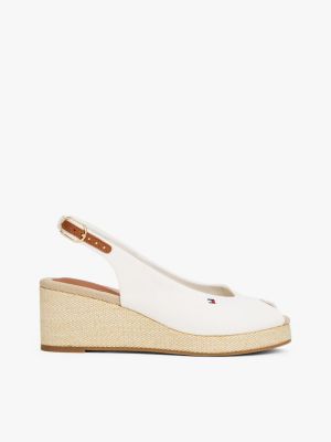 wit canvas espadrille met sleehak en slingback voor dames - tommy hilfiger