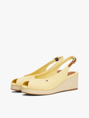 gelb slingback-espadrille aus canvas mit keilabsatz für damen - tommy hilfiger