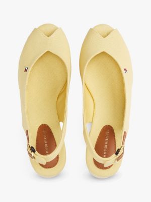 sandales slingback compensées en toile jaune pour femmes tommy hilfiger