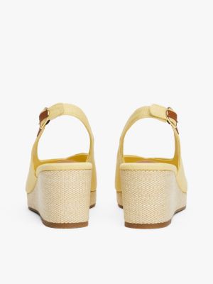 sandales slingback compensées en toile jaune pour femmes tommy hilfiger