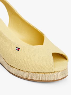 sandales slingback compensées en toile jaune pour femmes tommy hilfiger