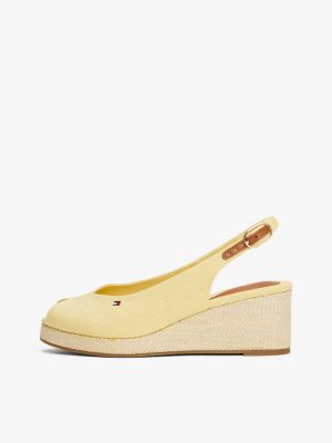 sandales slingback compensées en toile jaune pour femmes tommy hilfiger