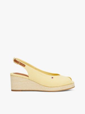 yellow canvas espadrille met sleehak en slingback voor dames - tommy hilfiger