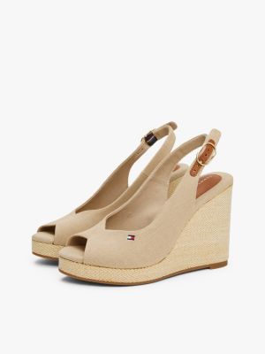 beige slingback-espadrille mit keilabsatz für damen - tommy hilfiger