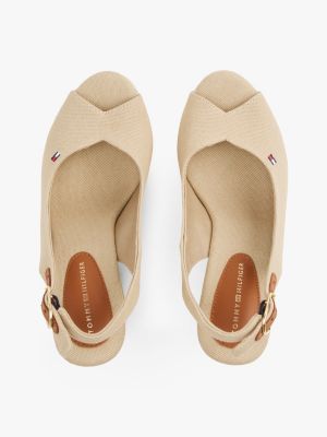 beige slingback-espadrille mit keilabsatz für damen - tommy hilfiger