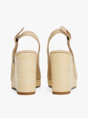 beige slingback-espadrille mit keilabsatz für damen - tommy hilfiger