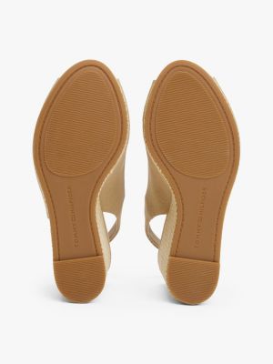 beige slingback-espadrille mit keilabsatz für damen - tommy hilfiger