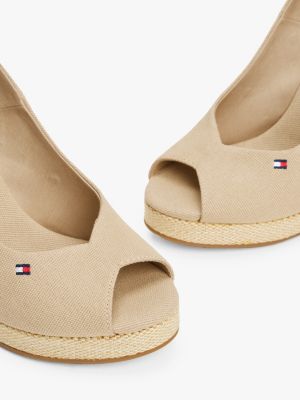 beige slingback-espadrille mit keilabsatz für damen - tommy hilfiger