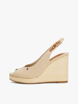 beige slingback-espadrille mit keilabsatz für damen - tommy hilfiger