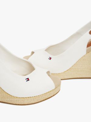 sandali espadrillas con plateau e cinturino bianco da donne tommy hilfiger