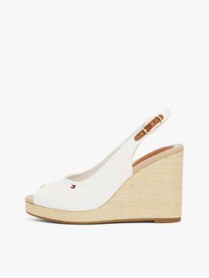 weiß slingback-espadrille mit keilabsatz für damen - tommy hilfiger