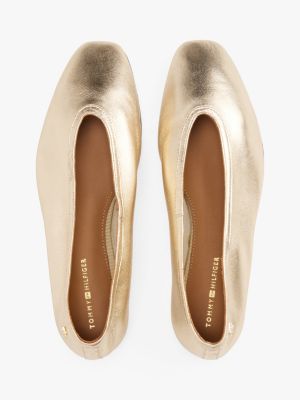 beige metallic leather ballerinas for women tommy hilfiger